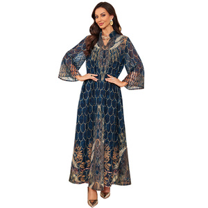 Abiti Etnici Ricamati e Stampati, Vestiti Modesti per Donne Musulmane, Abaya Lunga Femminile - Product Image 1