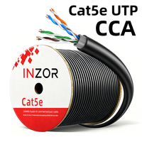 Cable Cat5e para Exteriores INZOR 520C, CCA, Venta al por Mayor de Fábrica, Par Trenzado de 8 Hilos, CCTV POE, Cable CAT5E Impermeable para LAN Ethernet
