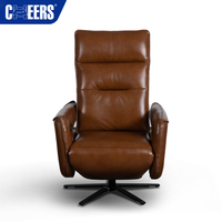 Fauteuil de bureau MANWAH CHEERS, luxe moderne, ergonomique, inclinable manuellement, accoudoirs en cuir véritable, pivotant à 360°, métal, simple, pour le salon