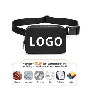 Riñonera Unisex Impermeable de Nailon 1L con Patrón de Letras Personalizable para Caminar, Yoga y Deportes, con Cierre de Cremallera y Logotipo Moderno - Product Image 2