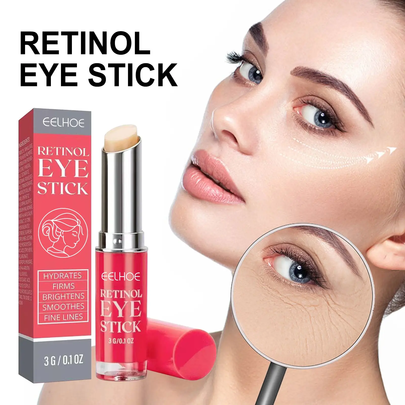 Rimozione della borsa per gli occhi di alta qualità bastone per crema per gli occhi al retinolo idratante portatile per occhiaie e gonfiori