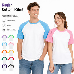 T-shirt Raglan Unisexe 100% Coton avec Logo Personnalisé, Bicolore, Style Baseball, Vente en Gros, Plusieurs Couleurs, Tailles S-4XL, Violet Clair - Product Image 1
