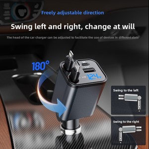 2025 Super Fast <span class=keywords><strong>Mini</strong></span> 4 en 1 Cargador de coche Venta caliente <span class=keywords><strong>USB</strong></span> Tipo <span class=keywords><strong>C</strong></span> Cargador de teléfono con pantalla de voltaje Nuevo accesorio de coche - Product Image 2