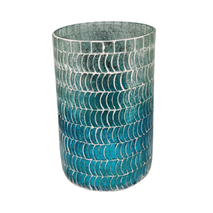 2023 vente chaude de luxe argent bleu ciel mosaïque bocaux en verre supports votifs cylindriques de haute qualité fabriqués à la main pour Pâques - Product Image 1