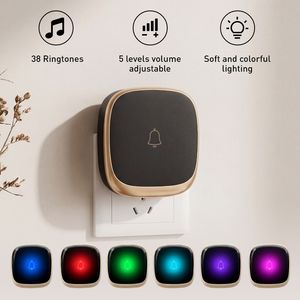 <span class=keywords><strong>Sonnette</strong></span> sans fil Daytech pour <span class=keywords><strong>extérieur</strong></span>, étanche, auto-alimentée, bouton lumineux clignotant, indication lumineuse respirante, 38 sonneries - Product Image 2