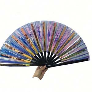 Decoraciones de Pared de PVC, Regalo Festivo, Abanico de Mano Transparente Iridiscente de Fantasía, Abanico Grande de Kpop - Product Image 1