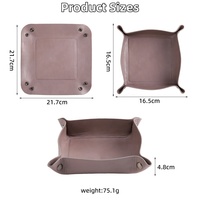 Plateau de Valet en Cuir Véritable Gris Étanche Pliant Catchall pour Ménage Bureau Bureau Voyage Option Personnalisée