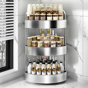 רב תפקודי נירוסטה שכבה משולש אחסון מתלה מטבח פינת משטח פינה מארגן לבקבוק תיבול - Product Image 1