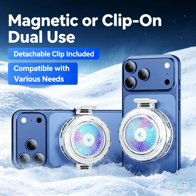 Large Cooling Plate USB Phone Cooler Semiconductor Cooling Fan Magnetic Clip-On 4 Gears Adjustable RGB Light Cellphone Radiator
