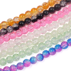 Cuentas de Vidrio con Efecto Grieta de Hielo de 6/8/10 mm, Forma Redonda y Suelta para Manualidades, Fabricación de Collares y Pendientes, Precio al por Mayor Directo de Fábrica - Product Image 1