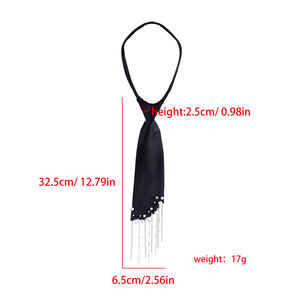 Corbata <span class=keywords><strong>de</strong></span> perlas <span class=keywords><strong>de</strong></span> acero con borlas informal transpirable hecha a mano a la moda para mujer <span class=keywords><strong>al</strong></span> por mayor versión coreana corbata perezosa sin anudar - Product Image 5