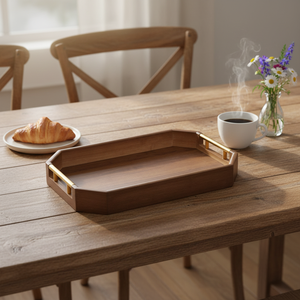 Assiette à fruits secs <span class=keywords><strong>de</strong></span> luxe personnalisable en bois, motif végétal irrégulier, style chinois, pour <span class=keywords><strong>service</strong></span> <span class=keywords><strong>de</strong></span> thé <span class=keywords><strong>et</strong></span> <span class=keywords><strong>de</strong></span> collations à domicile - Product Image 3