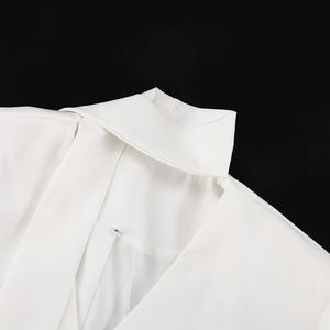 Completo formale <span class=keywords><strong>bianco</strong></span> a due pezzi con blazer con scollo a V e pantaloni, abbigliamento primaverile da donna, tailleur da ufficio. - Product Image 6