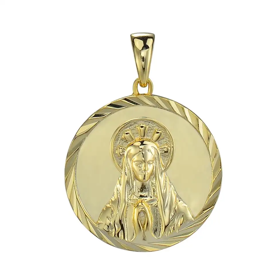 Koleksi perhiasan bagus 14K Gold relijius Lady Of Guadalupe liontin koin emas pembuatan perhiasan