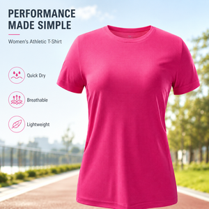 Kaos Atletik Wanita Ringan Bahan Bernapas Lengan Pendek Kerah Bulat untuk Lari dan Latihan Pakaian Olahraga yang Dapat Disesuaikan - Product Image 2