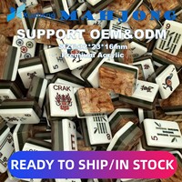 Ensemble de Mahjong en Acrylique de Luxe Personnalisé, 160 Pièces, Tuiles Gravées Pailletées, Fabrication OEM, Ensemble de Mahjong Lyla pour le Divertissement