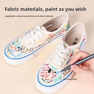 Nouveau stylo à peinture textile 6 couleurs, encre permanente, fait main, DIY, pinceau imperméable pour vêtements et chaussures blanches, graffiti - Product Image 5