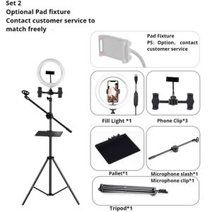Trípode de Fotografía de 10 Pulgadas para Teléfono con Anillo de Luz de Relleno, Luz de Maquillaje para Transmisión en Vivo, Soporte de Piso Funcional de 2.1M - Product Image 4
