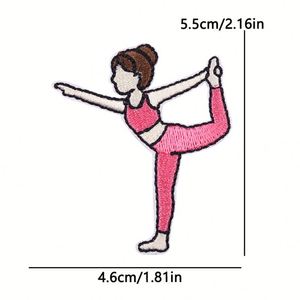 Iron on Pink Series Creative Embroidered Cartoon Yoga Girl Patch for <b>Art</b> Children's Hat Decoration - Product Image 2