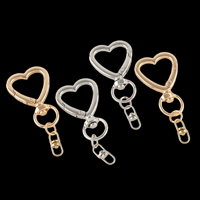 Lot de fermoirs mousquetons en métal en forme de cœur, pivotants, pour la fabrication de bijoux, sacs, porte-clés et anneaux de clés DIY