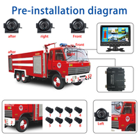 Système de stationnement pour camion AHD étanche à 8 capteurs, moniteur numérique 4 canaux, vision nocturne, caméra de recul automatique, véhicule commercial