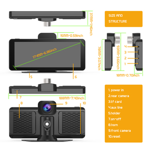 Carplay sem fio WIFI <span class=keywords><strong>Bluetooth</strong></span> 4k Traço Cam Dual Lens Asafin 6.86 "HD Touch Screen Android Auto Espelho Link Controle de Voz Siri - Product Image 6