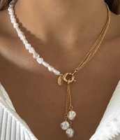 Mode Baroque Perle Long Gland Pendentif Colliers Perle Perle Creuse Chaîne Fermoir Collier Perle Gland Charme Y Lariat Collier
