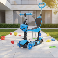 Trottinette pliable pour enfants, système à pédales trois-en-un, design rotatif à trois roues, hauteur réglable, mode de fonctionnement à pousser