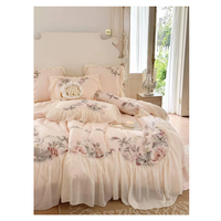 Ensemble de housse de couette de luxe en dentelle jacquard de coton de style coréen, broderie princesse, pour mariage