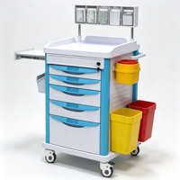 Chariot médical d'urgence portable SUNORO SET15 en plastique ABS avec roues, chariot de secours