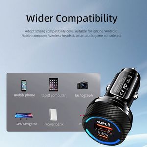Newest P14 Portable <b>Mini</b> Car Charger Fast Charge Type C QC3.0 PD 30W USB for Phone Tablet Earphones - Product Image 4