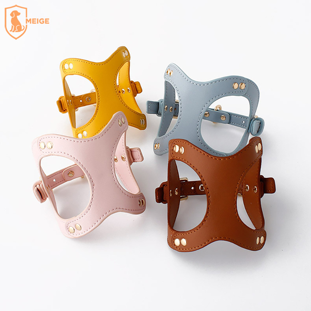 Luxury Leather Dog Walking Harness Cute Small Dog Puppy Leashes Outdoor Walking Animal Pattern Personalized Pet Accessories