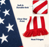 Écharpe de supporter de football des États-Unis 6*50 pouces, drapeau USA, bleu marine, rouge, blanc, accessoire pour supporter de football, jour de match au stade
