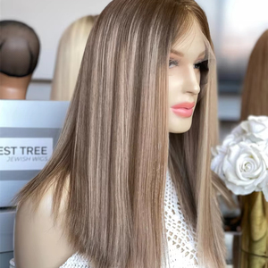 Venta caliente sin pegamento HD encaje superior 5*3,5 pulgadas cabello humano europeo pelucas judías prearrancada línea de cabello resaltado encaje superior pelucas kosher - Product Image 1