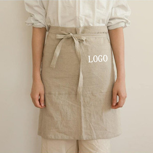 Delantal de Medio Cuerpo de Lino y Algodón Natural con Logotipo Personalizado para Mujeres y Hombres, para Cocina, Repostería, Jardinería, Restaurante, Uniforme de Camarero - Product Image 2