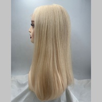 Qingdao perruque casher non traitée vierge européenne cuticule cheveux alignés blonde droite perruque juive HD dentelle transparente