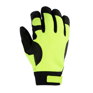Gants de travail antidérapants en PU, bouts des doigts texturés, poignet élastique, gants de sécurité polyvalents, vert lime, noir - Product Image 2