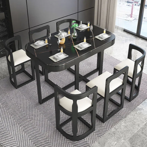 Luxurious Smart Dining Table Set Room Decoration Big White Mable <b>Top</b> Sliding and Chair Dinning Table Upscale Dining Room Dining - Product Image 4