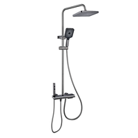 Robinets muraux en acier inoxydable plaqué carré chromé noir Robinets Ensemble de douche à effet pluie pour salle de bains