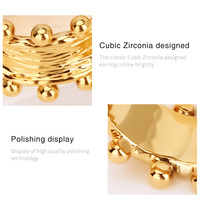 Großhandel Breite Doppelreihige Mini-Kugel-Kronen-Ringe Retro Gebürstete Textur 18k Vergoldetes Messing Schmuck-Accessoires für Damen