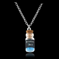 Collier pendentif en métal inspiré de la série TV Breaking Bad, flacon en cristal bleu ciel avec bouchon en liège, collier pour femme et homme, porte-clés, bijoux