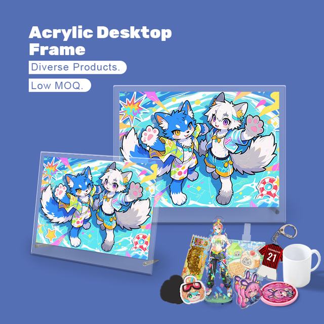 One-Stop Custom Acrylic Desktop Picture Frame High-Glossy Anime Art Block Stand Creative Anime Gifts