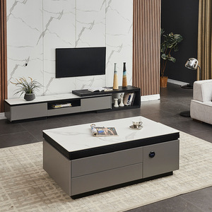 Mesa de centro elevable inteligente personalizada con superficie de mármol, puerto USB y forma cuadrada para sala de estar - Product Image 3
