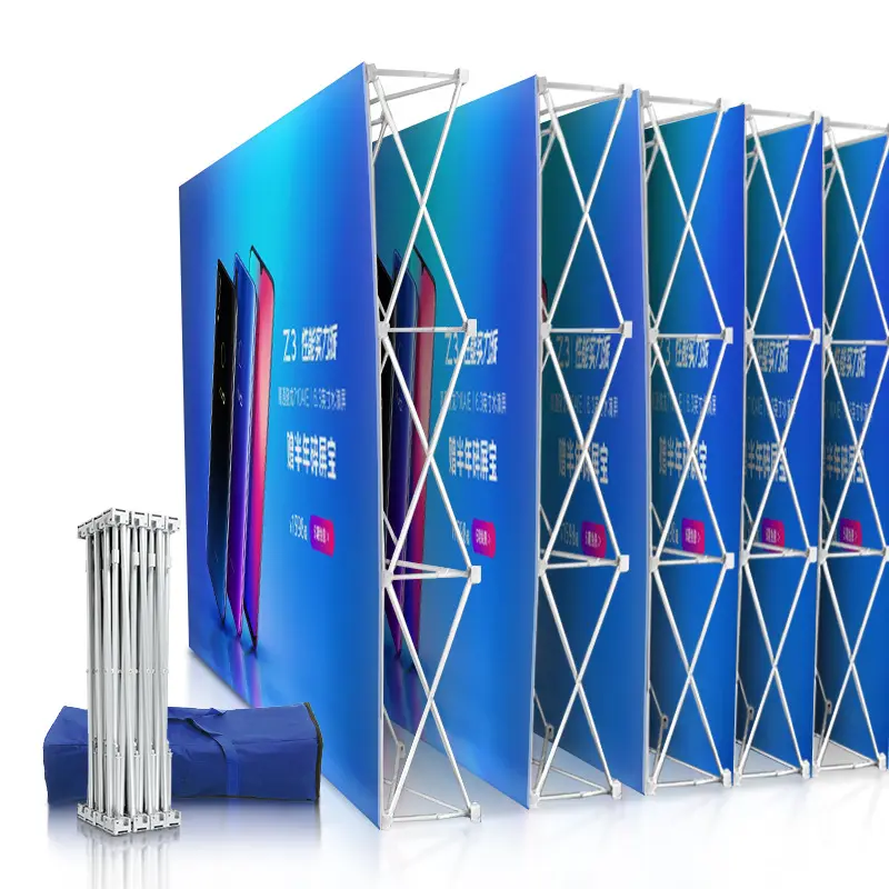 Tension Fabric Pop Up Straight Display Stand Exhibition Event Custom Print 10Ft Pop-Up Trade Show Booth Backdrop Wall