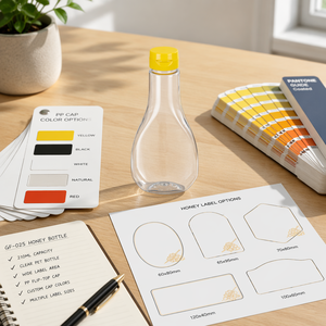 Botella de Plástico PET Transparente Vacía Personalizada al por Mayor, Forma de Pera, Tapa Abatible, Envase para Miel, Sirope y Salsa de Tomate - Product Image 3