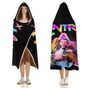 Vente en gros de couvertures à capuche personnalisées K Pop Kpop Demon Hunters, couvertures douces et chaudes en polaire et en flanelle avec capuche - Product Image 6