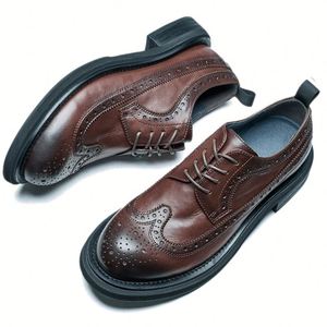 Zapatos de Vestir Formales y Casuales para Hombre, con Punta en Pico, Diseño de Leopardo, Brocado Grabado, de Cuero, con Suela Gruesa, para Bodas - Product Image 5