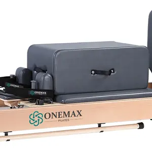ONEMAX peralatan lipat remantan Pilates, mesin Fitness Gym Maple putih pohon ek, dapat dilipat Reformer Pilates