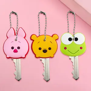 Custom animal rabbit bear frog cute women funny child gift cute silicone key caps covers key ring holder custom logo for girls