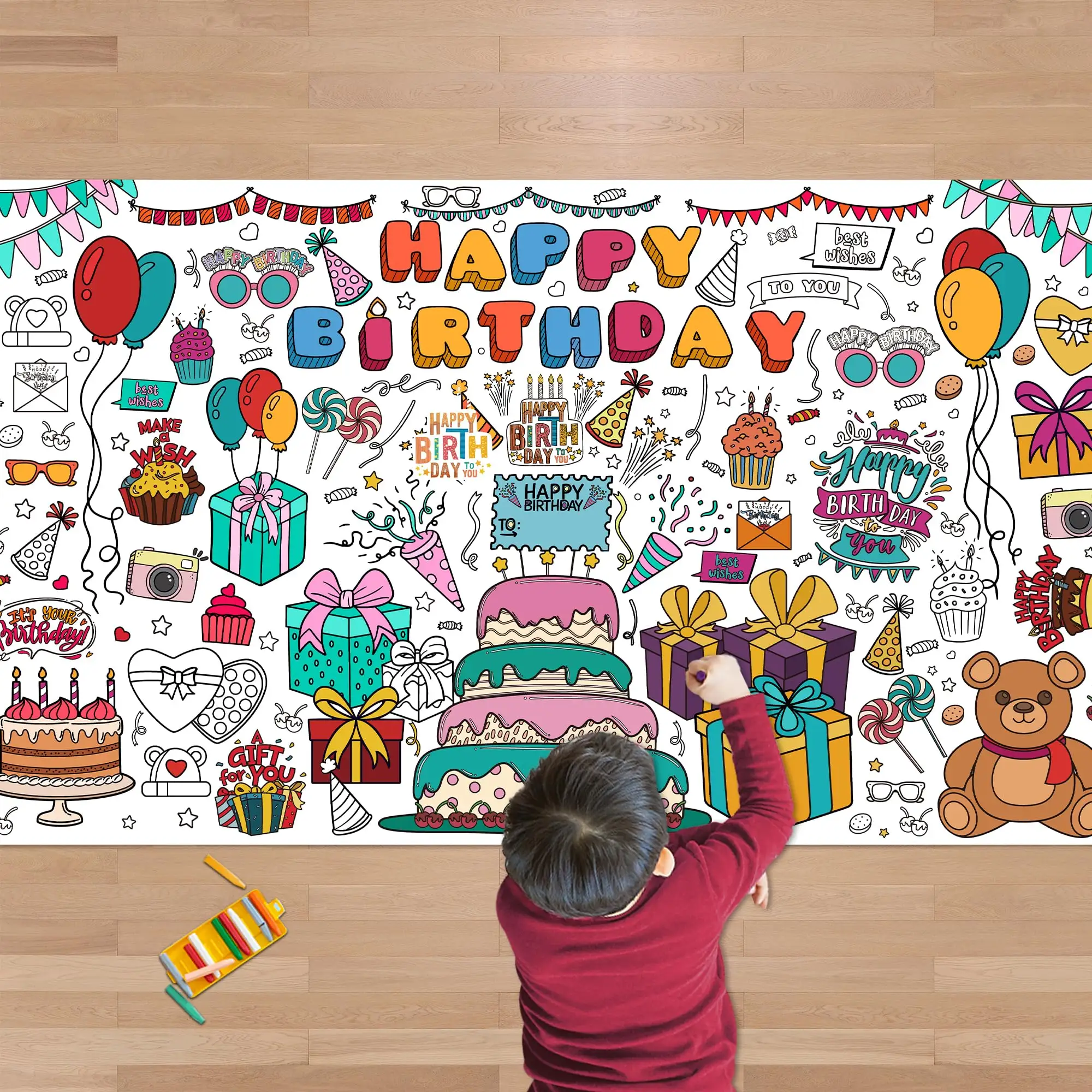 사용자 정의 DIY 점보 종이 색칠 배너 할로윈 공예 선물 어린이 파티 장식용 거대한 색칠 포스터 식탁보